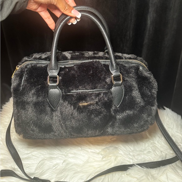 Rachel Roy Black Faux Fur Bag with Card Case - Picture 5 of 9